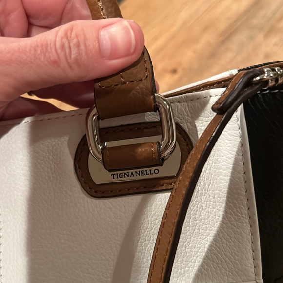 Tignanello leather mini tote white with black and brown. - Picture 5 of 14